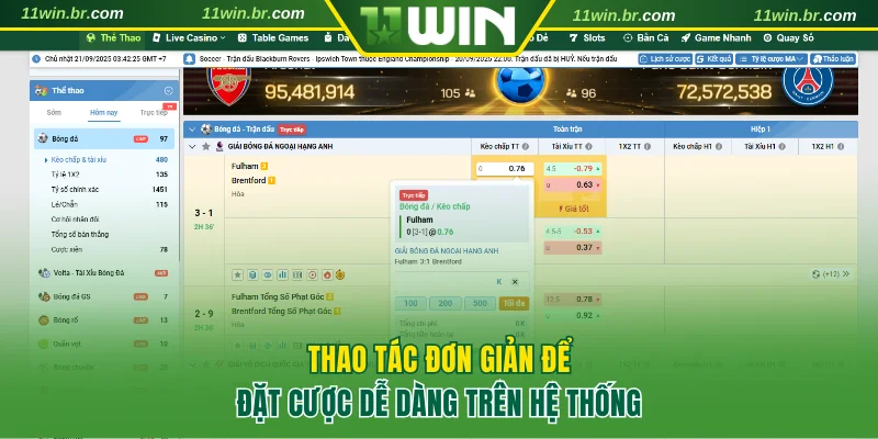Hướng dẫn 3 bước đặt cược thể thao 11WIN nhanh chóng